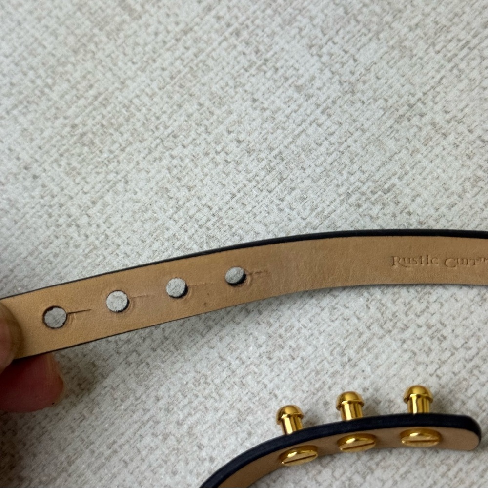Rustic Cuff Black Leather Wrap Bracelet with Gold Tone Buckle - Picture 4 of 5